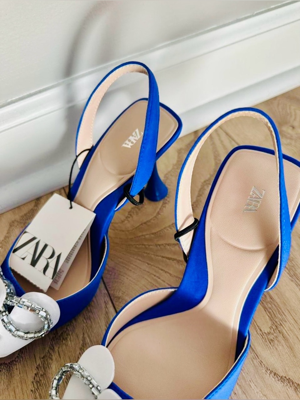 Zara Cobalt Blue Crystal Bow Slingback Heels | EU 37 | US 6.5 | NWT - Picture 5 of 9